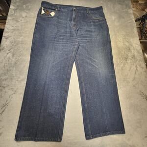 Red Ape Jeans‎ Mens 46x30 Blue Denim Argyle Back Pockets Embroidered 100% Cotton